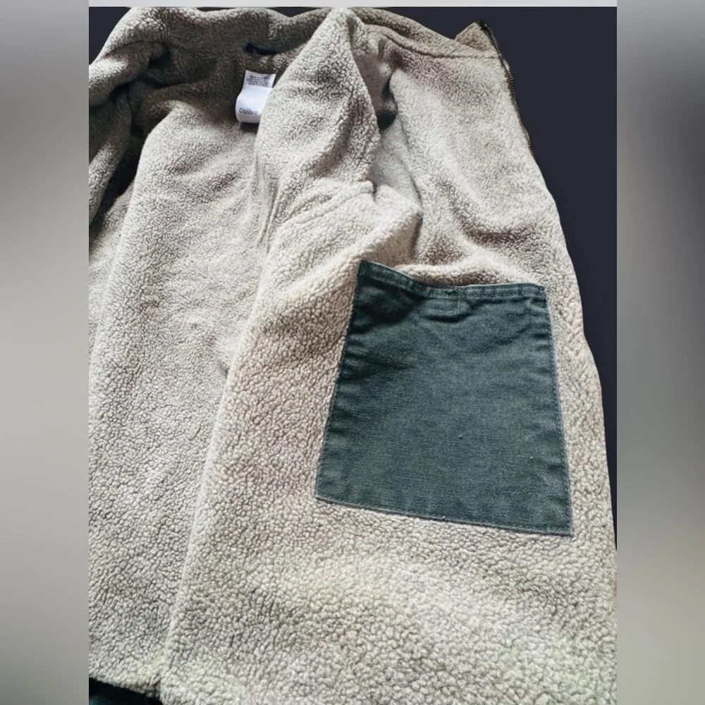 Vintage 2008 Carhartt V33 MOS Sherpa Lined Sandstone Vest Moss Green 2XL - MINT